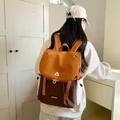 笛贝嘉 小众设计感撞色休闲旅行背包高级感 尼龙 双肩包 大号 男女同款情侣款 多色