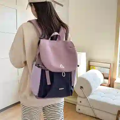 笛贝嘉 小众设计感撞色休闲旅行背包高级感 尼龙 双肩包 大号 男女同款情侣款 多色