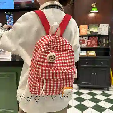 笛贝嘉 韩版小众复古可爱高颜值学生背包 呢子 双肩包 常规 女款 多色