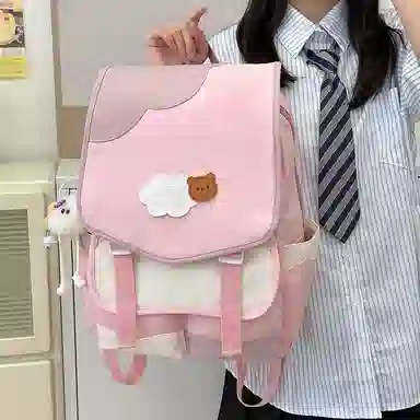 笛贝嘉 日系小众撞色大容量高颜值百搭轻便可爱 尼龙 双肩包 男女同款情侣款 多色