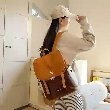 笛贝嘉 小众设计感撞色休闲旅行背包高级感 尼龙 双肩包 大号 男女同款情侣款 多色