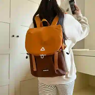 笛贝嘉 小众设计感撞色休闲旅行背包高级感 尼龙 双肩包 大号 男女同款情侣款 多色