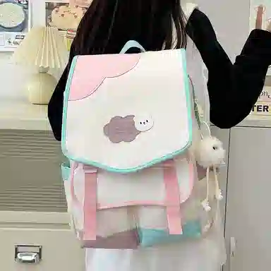 笛贝嘉 日系小众撞色大容量高颜值百搭轻便可爱 尼龙 双肩包 男女同款情侣款 多色