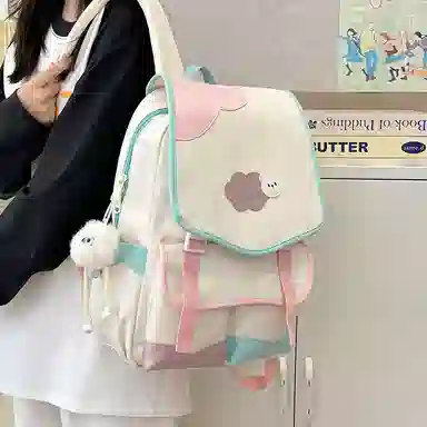 笛贝嘉 日系小众撞色大容量高颜值百搭轻便可爱 尼龙 双肩包 男女同款情侣款 多色