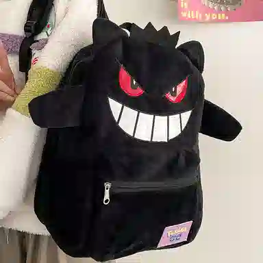 笛贝嘉 小众潮牌可爱搞怪毛毛背包大学生书包 绒毛 双肩包 男女同款情侣款 黑色紫色