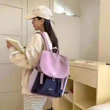 笛贝嘉 小众设计感撞色休闲旅行背包高级感 尼龙 双肩包 大号 男女同款情侣款 多色