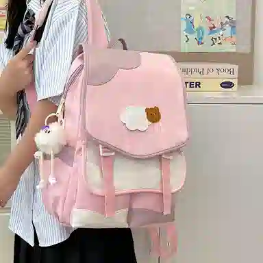 笛贝嘉 日系小众撞色大容量高颜值百搭轻便可爱 尼龙 双肩包 男女同款情侣款 多色