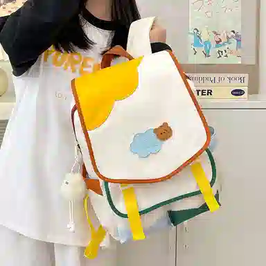 笛贝嘉 日系小众撞色大容量高颜值百搭轻便可爱 尼龙 双肩包 男女同款情侣款 多色