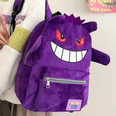 笛贝嘉 小众潮牌可爱搞怪毛毛背包大学生书包 绒毛 双肩包 男女同款情侣款 黑色紫色