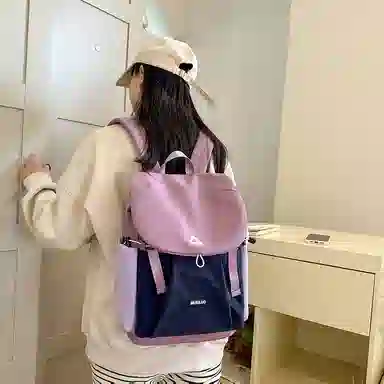 笛贝嘉 小众设计感撞色休闲旅行背包高级感 尼龙 双肩包 大号 男女同款情侣款 多色