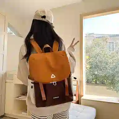 笛贝嘉 小众设计感撞色休闲旅行背包高级感 尼龙 双肩包 大号 男女同款情侣款 多色