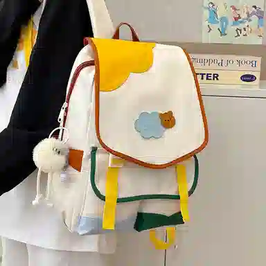 笛贝嘉 日系小众撞色大容量高颜值百搭轻便可爱 尼龙 双肩包 男女同款情侣款 多色