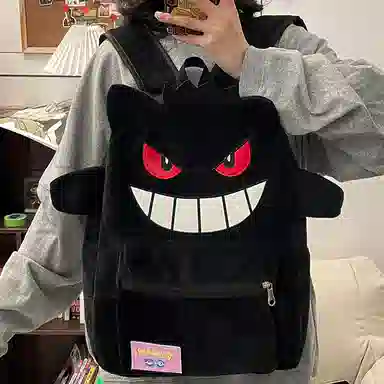 笛贝嘉 小众潮牌可爱搞怪毛毛背包大学生书包 绒毛 双肩包 男女同款情侣款 黑色紫色