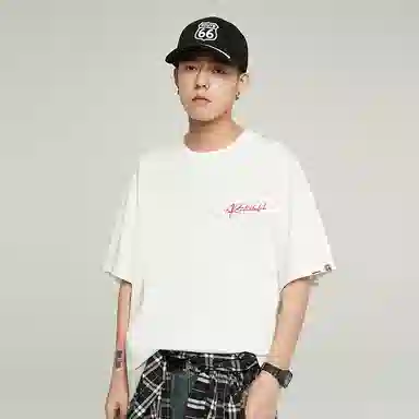 ROUTE 66 Embroidered Logo T-Shirt