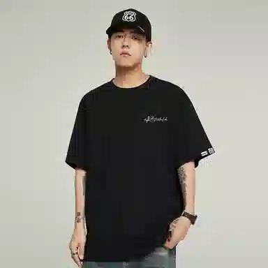 ROUTE 66 Embroidered Logo T-Shirt