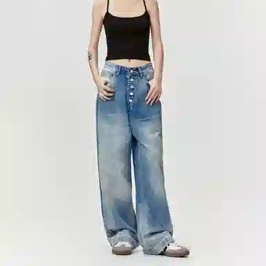 MADE EXTREME Vintage Washed Loose Jeans Blue