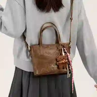 爱路喜 秋冬时尚通勤少女百搭 合成革 托特包斜挎手提包 女款 可可棕