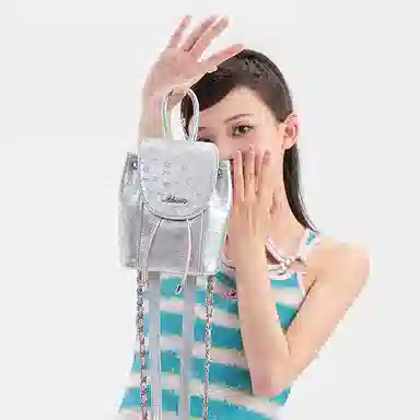 爱路喜 粉色樱花大容量 合成革 背包双肩包 常规 女款 水晶银粉