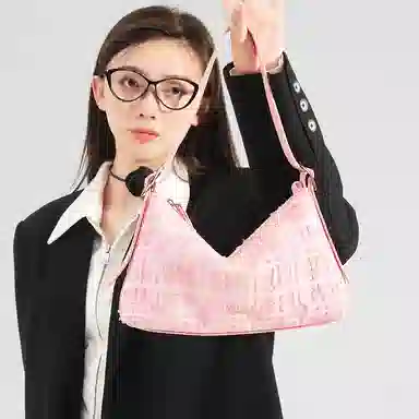 爱路喜 时尚甜美大容量拉链开合 织物 腋下包单肩包 中号 女款 甜心粉