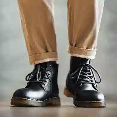 MADEN Classic British Style Platform Boots Black