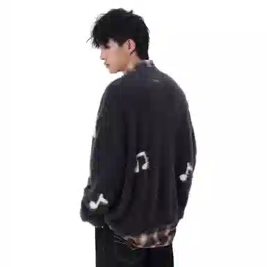 LOVE ME LATER Faux Mink Jacquard Cardigan