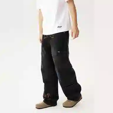 LOVE ME LATER Graffiti Embroidered Jeans Black