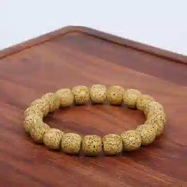 今夕 原生态鸡油黄文玩念珠佛珠 星月菩提 菩提类手串 男女同款情侣款
