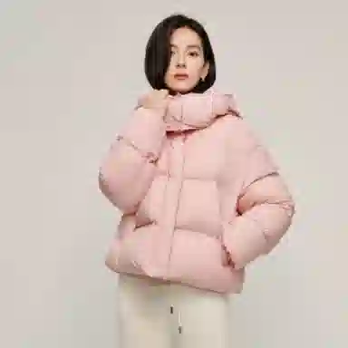 茵曼 休闲简约连帽面包羽绒服 女款