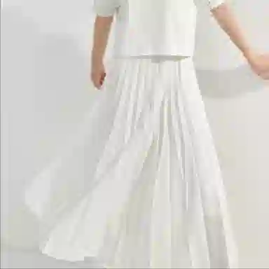 茵曼 百搭纯色高腰中长款半身休闲长裙 女款
