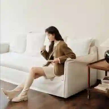 茵曼 皮毛一体仿羊羔绒外套颗粒绒织带保暖上衣绒感外套 女款