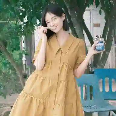 茵曼 【含礼盒装】纯色显瘦翻领泡泡袖短款衬衫连衣裙 女款  小个子显瘦 夏季
