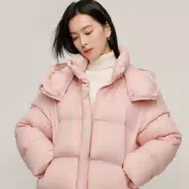 茵曼 休闲简约连帽面包羽绒服 女款