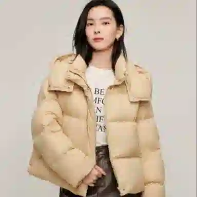 茵曼 休闲简约连帽面包羽绒服 女款