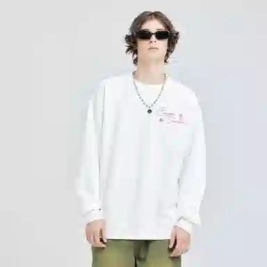 蜡笔小新 卡通线稿小新星星签名字母印花休闲宽松套头圆领卫衣 男女同款