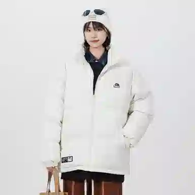 蜡笔小新 纯色卡通动漫小标加厚保暖立领宽松面包棉服外套 男女同款