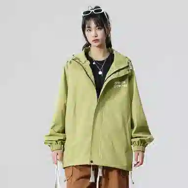 蜡笔小新 户外休闲奔跑线稿卡通人物字母印花保暖加厚休闲宽松可调节连帽羽绒服外套 男女同款