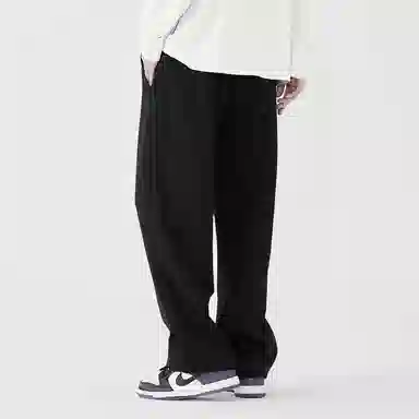 蜡笔小新 趣味卡通人物印花抽绳宽松直筒休闲裤 男女同款