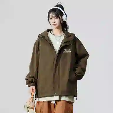 蜡笔小新 户外休闲奔跑线稿卡通人物字母印花保暖加厚休闲宽松可调节连帽羽绒服外套 男女同款