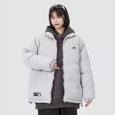 蜡笔小新 纯色卡通动漫小标加厚保暖立领宽松面包棉服外套 男女同款