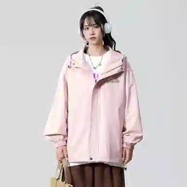 蜡笔小新 户外休闲奔跑线稿卡通人物字母印花保暖加厚休闲宽松可调节连帽羽绒服外套 男女同款