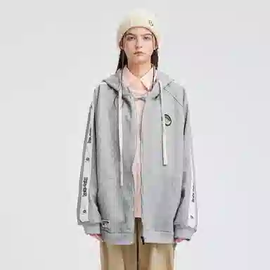 蜡笔小新 卡通小新线稿印花落肩宽松休闲套头连帽卫衣 男女同款