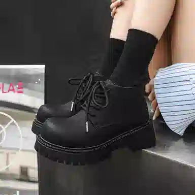 驰狼 马丁鞋 舒适内增高短筒 男女同款