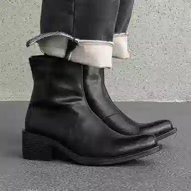 超纤皮 时尚百搭个性潮流 短靴 男女同款 经典黑色