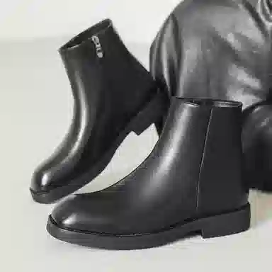 合成革 时尚潮流底厚增高百搭之选 短靴 男款 黑色