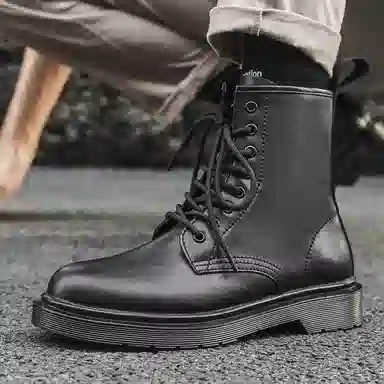 驰狼 二层牛皮 百搭舒适潮流 马丁靴 男款 黑色