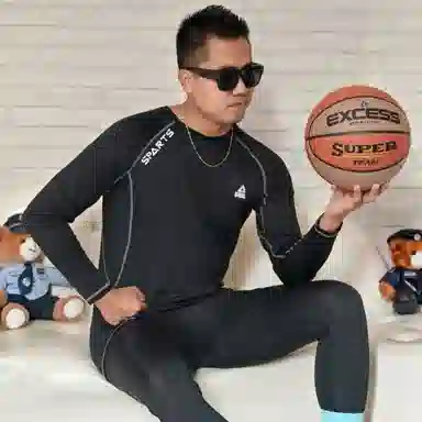 匹克 简约反光印花速干透气运动训练轻薄散热高弹长袖打底内衣跑步瑜伽健身衣 男女同款 /