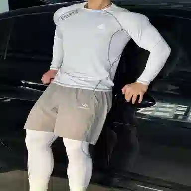 匹克 简约反光印花速干透气运动训练轻薄散热高弹长袖打底内衣跑步瑜伽健身衣 男女同款 /