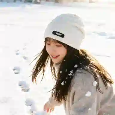匹克 微标高级感大头围户外运动冷帽护耳保暖防寒防冻加厚加绒耳罩两件套 腈纶 绒线帽 男女同款情侣款