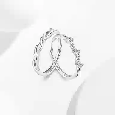 月之守护 爱的缠绵一对 轻奢时尚小众设计爱意交织 戒指 男女同款情侣款 礼物