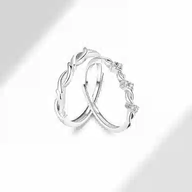 月之守护 爱的缠绵一对 轻奢时尚小众设计爱意交织 戒指 男女同款情侣款 礼物